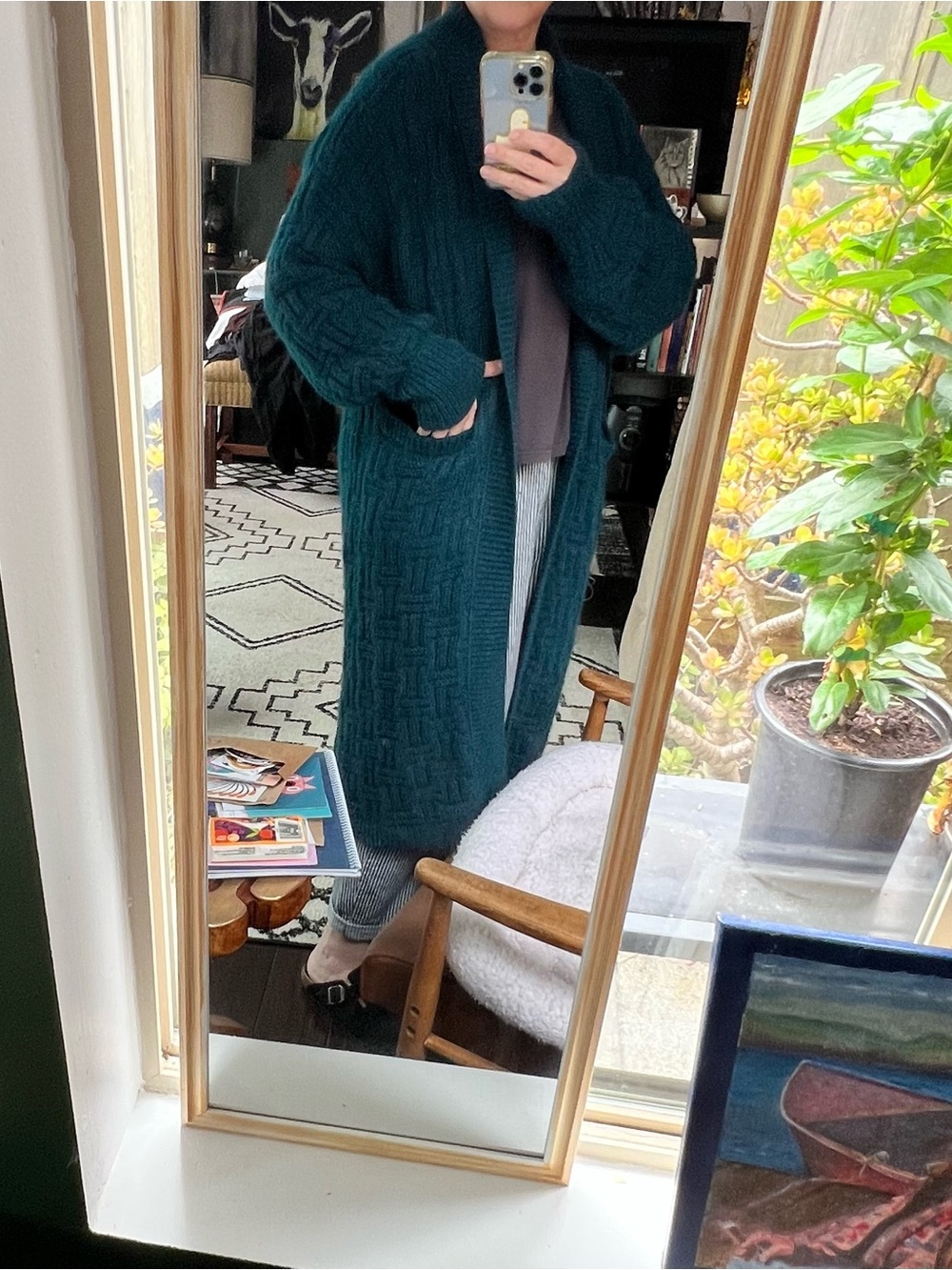 Curator SF Valentina Sweater Coat in teal, size medium/large - Picture 2 of 5